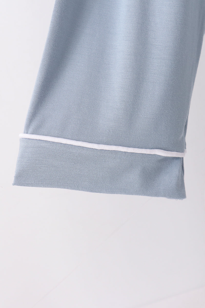 Blue bamboo mom pajama set