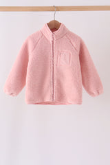 Pink fleece zipper jacket
