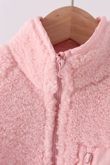 Pink fleece zipper jacket