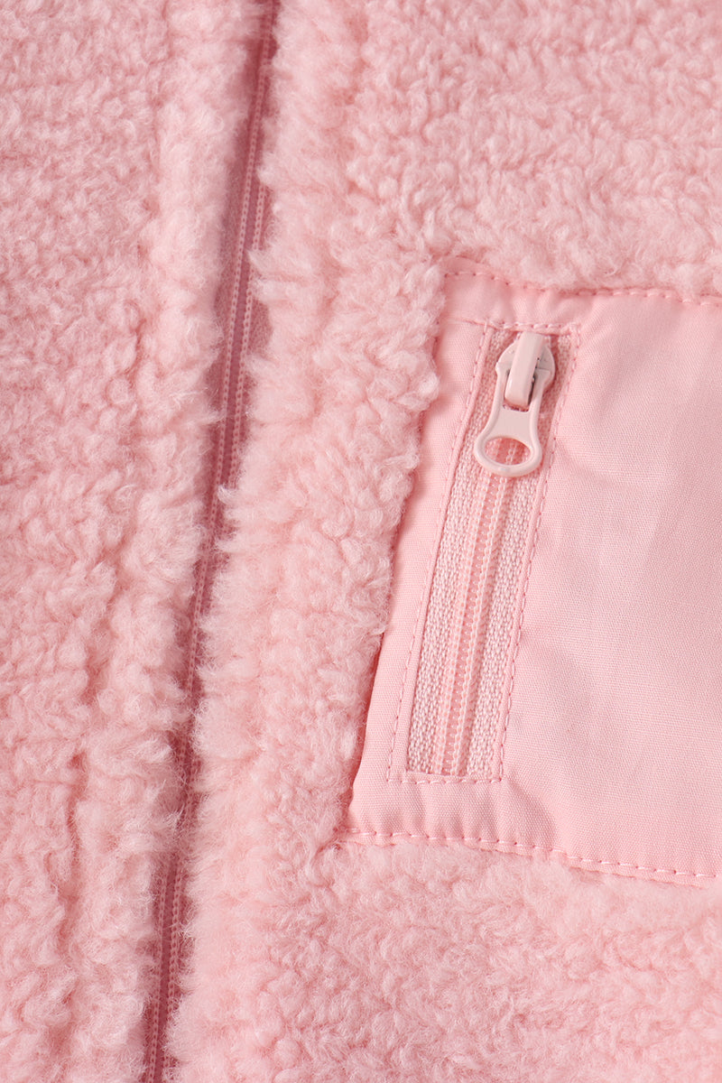 Pink fleece zipper jacket