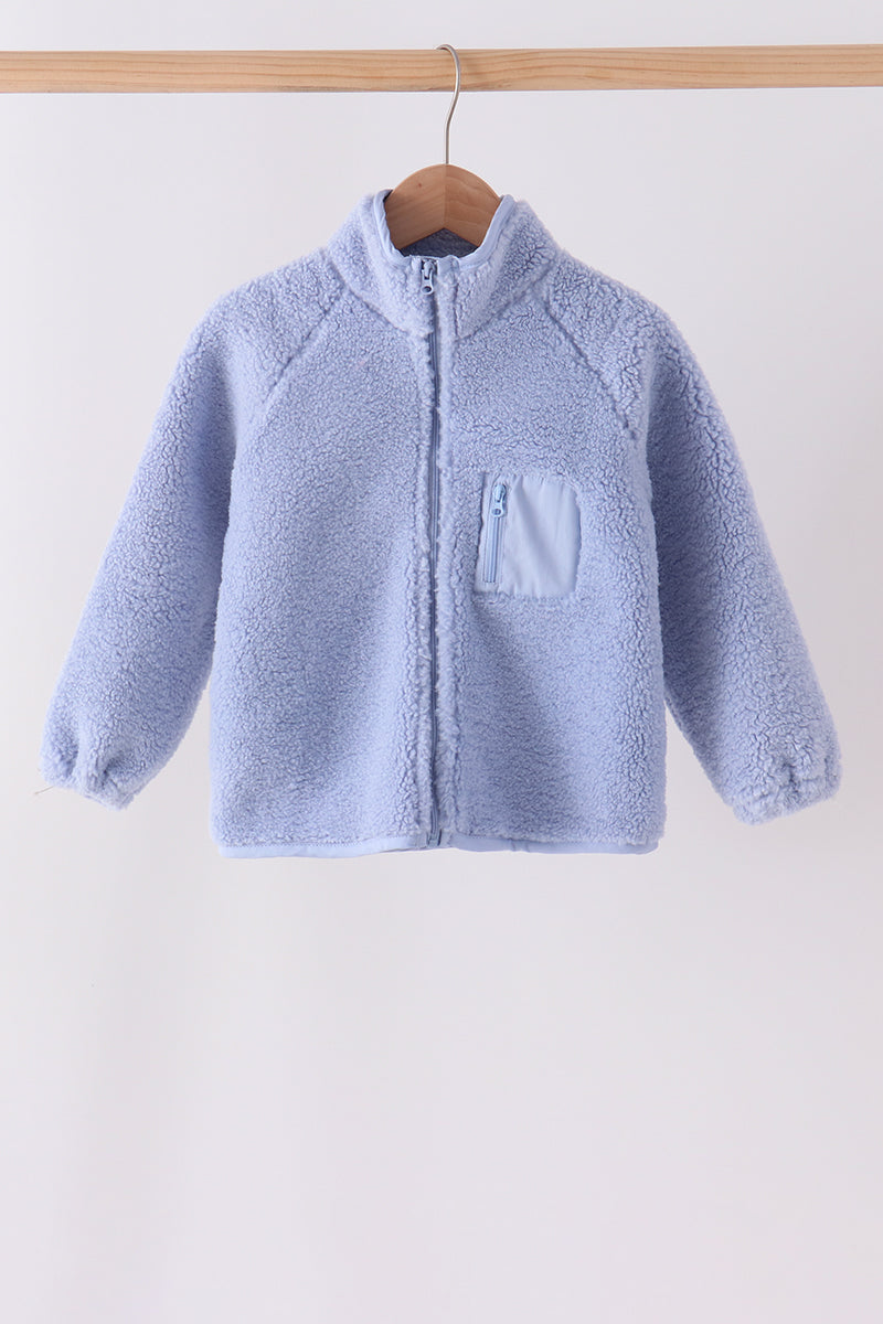 Blue fleece zipper jacket