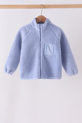 Blue fleece zipper jacket