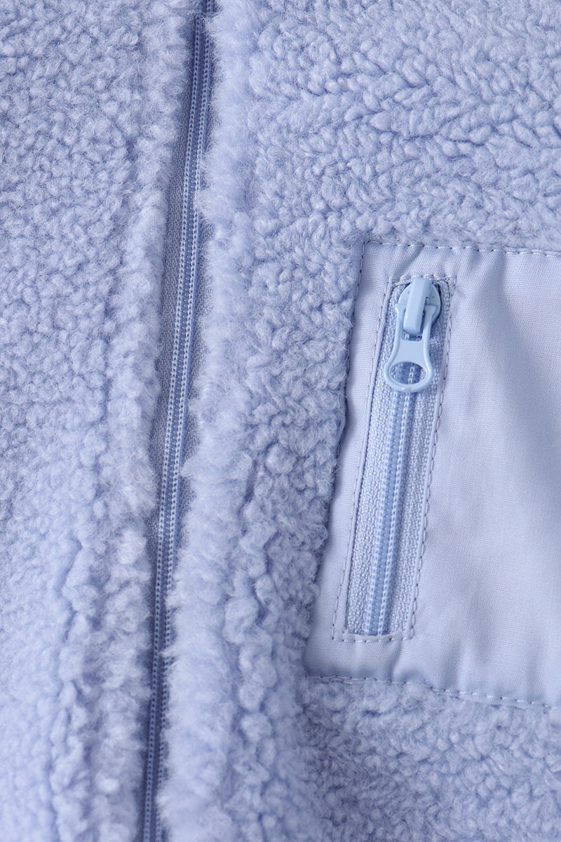 Blue fleece zipper jacket