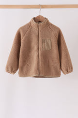 Beige fleece zipper jacket