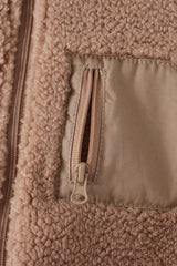 Beige fleece zipper jacket