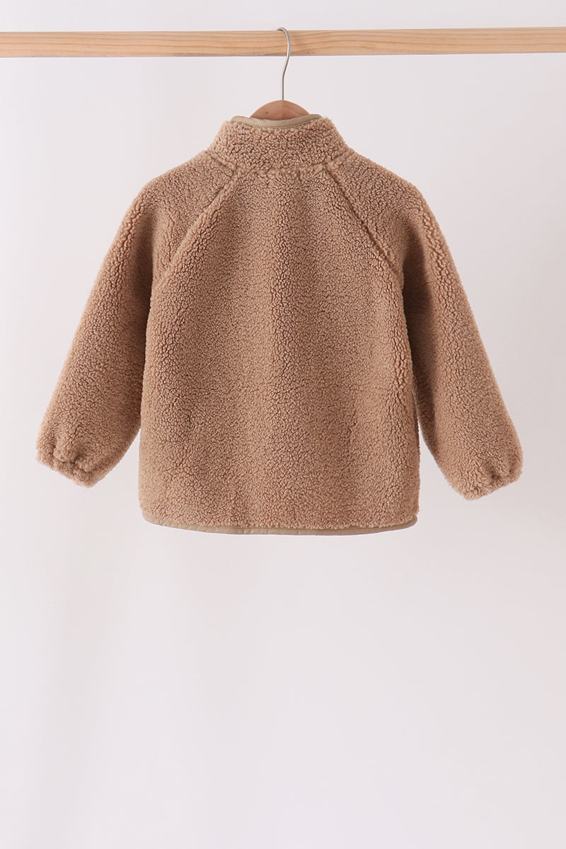 Beige fleece zipper jacket