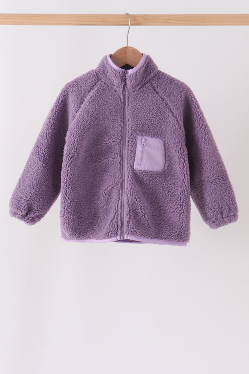 Purple fleece zipper jacket