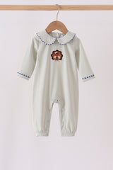 Sage turkey embroidery romper