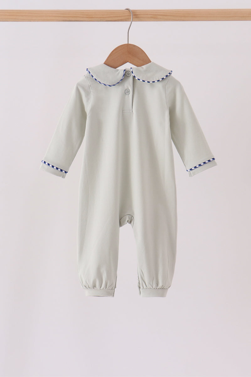 Sage turkey embroidery romper