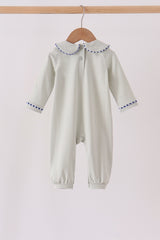 Sage turkey embroidery romper