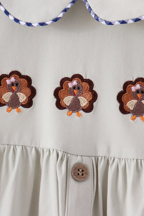Sage turkey embroidery dress