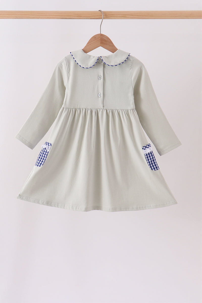 Sage turkey embroidery dress