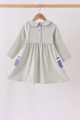 Sage turkey embroidery dress