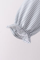 Sage turkey embroidery stripe top