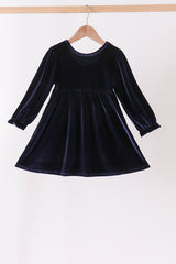 Navy velvet bow dress
