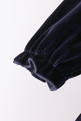 Navy velvet bow dress