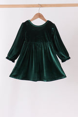 Green velvet bow dress
