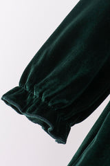 Green velvet bow dress