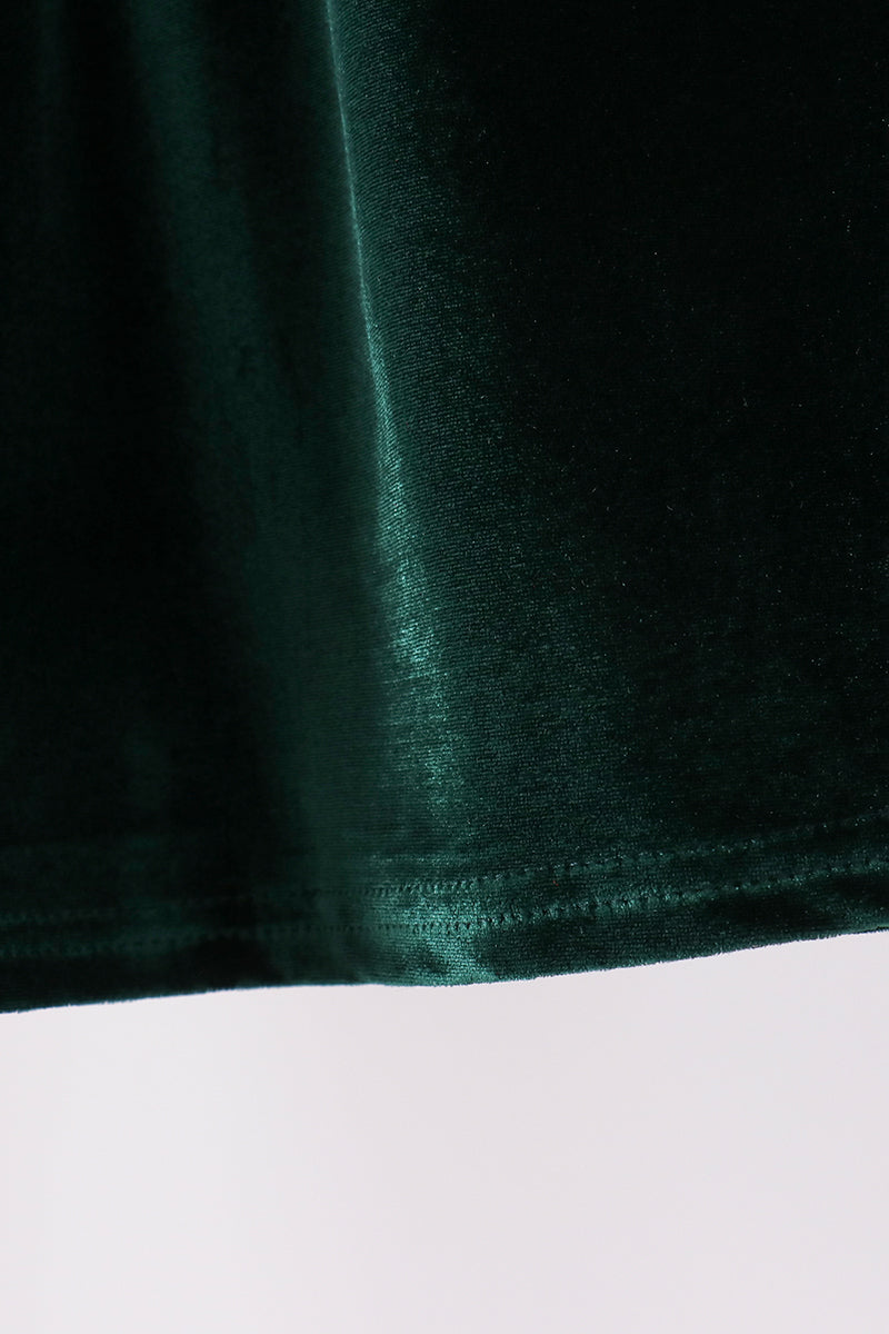 Green velvet bow dress