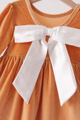Gold velvet bow dress