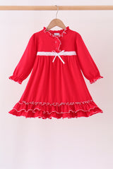 Red bow ruffle dress