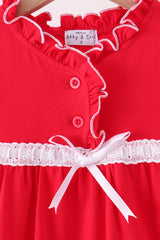 Red bow ruffle dress