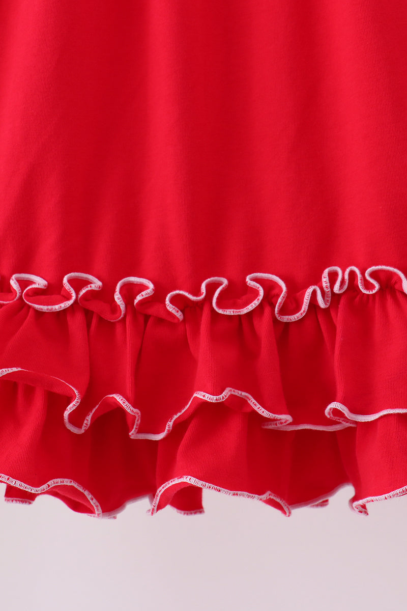 Red bow ruffle dress