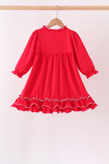 Red bow ruffle dress
