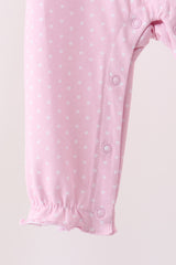 Pink christmas tree gingerbread embroidery romper