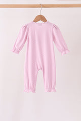 Pink christmas tree gingerbread embroidery romper