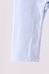 Blue turkey embroidery stripe romper