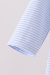 Blue turkey embroidery stripe romper