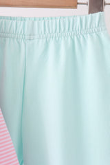 Pink turkey embroidery stripe pants set