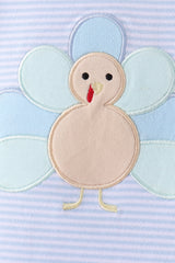 Blue turkey embroidery stripe pants set