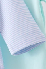 Blue turkey embroidery stripe pants set