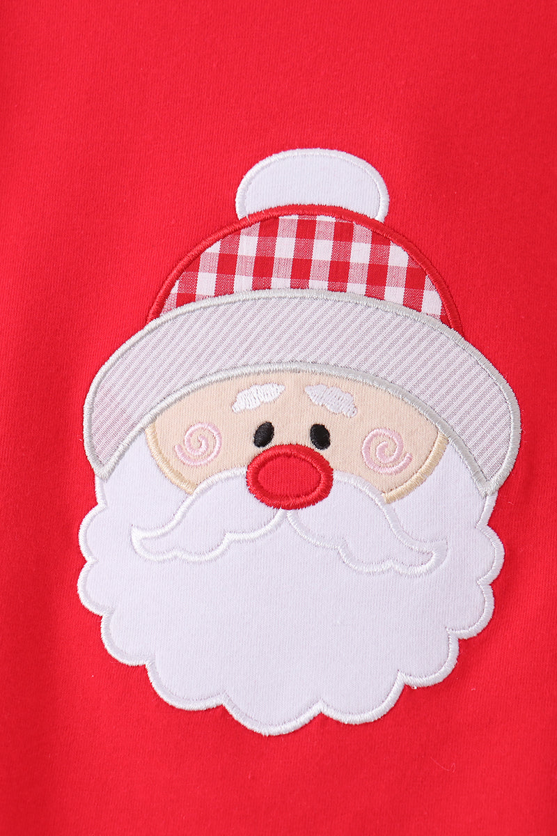 Red christmas santa embroidery pants set