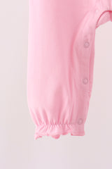 Pink turkey embroidery ruffle romper