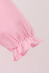 Pink turkey embroidery ruffle romper