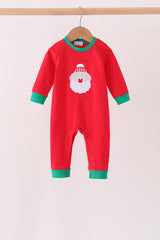 Red christmas santa embroidery romper