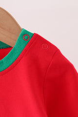 Red christmas santa embroidery romper