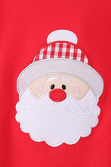 Red christmas santa embroidery romper