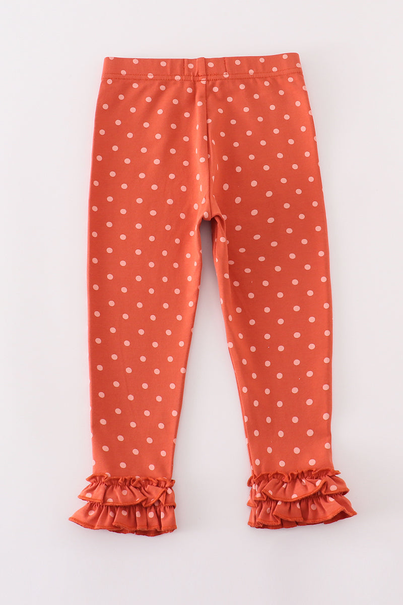 Platinum rust dot ruffle girl pants