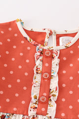 Platinum rust floral dot button dress