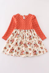 Platinum rust floral dot button dress