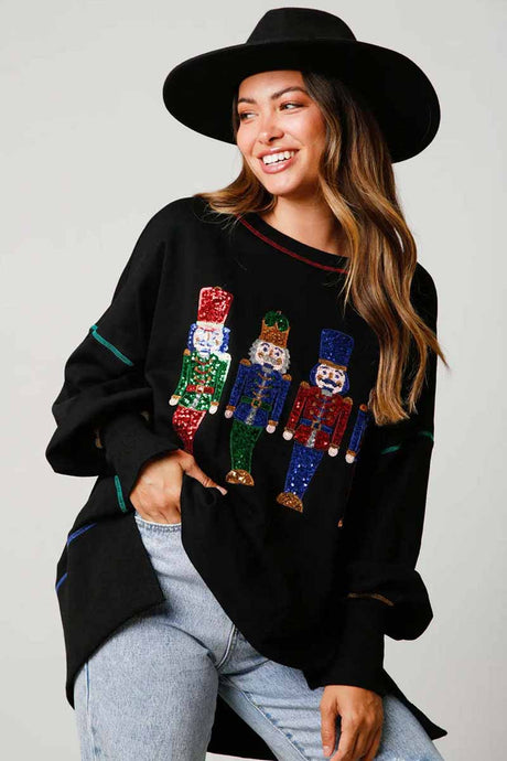 Black sequins nutcracker  sweatshirt for adult