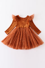 Brown "fall babe" girl dress