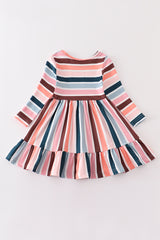 Stripe print ruffle girl dress