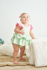 Platinum star print ruffle girl bubble