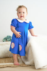 Blue baseball applique dress