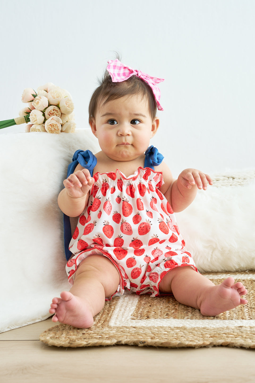 Red strawberry print girl bubble